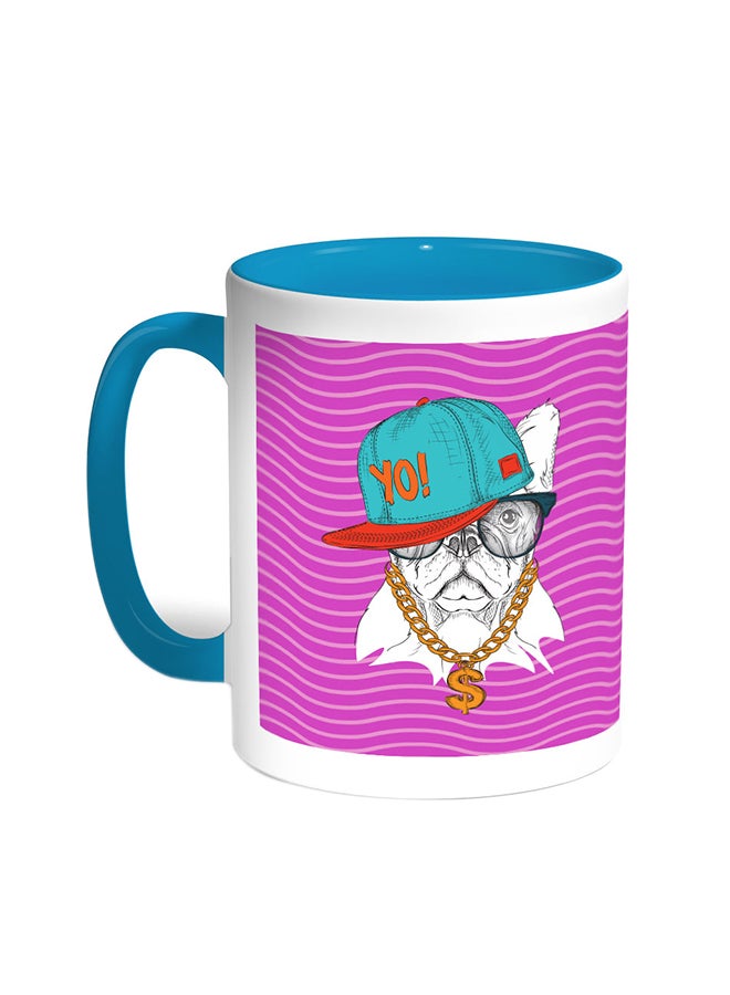 Decalac Cartoon Drawing - Dog Printed Coffee Mug Turquoise/White