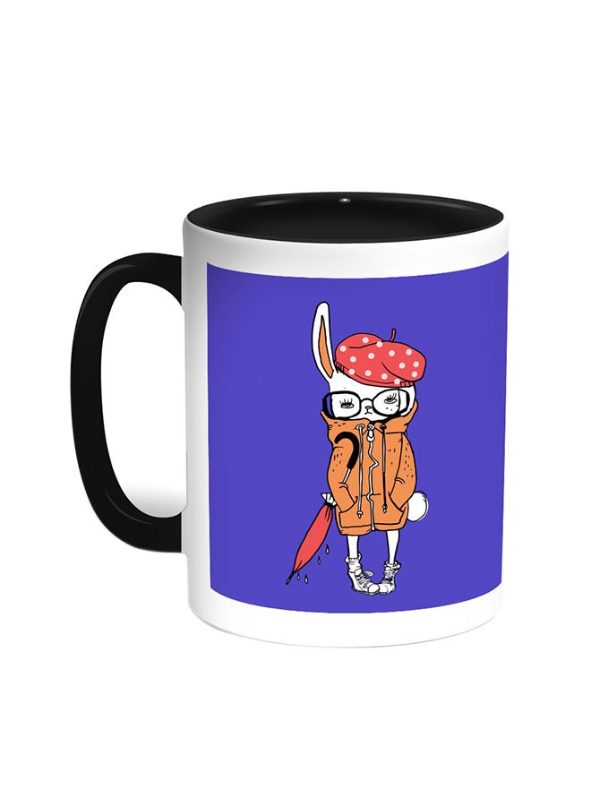 Decalac Cartoon Drawing - Rabbit Printed Coffee Mug Black/White