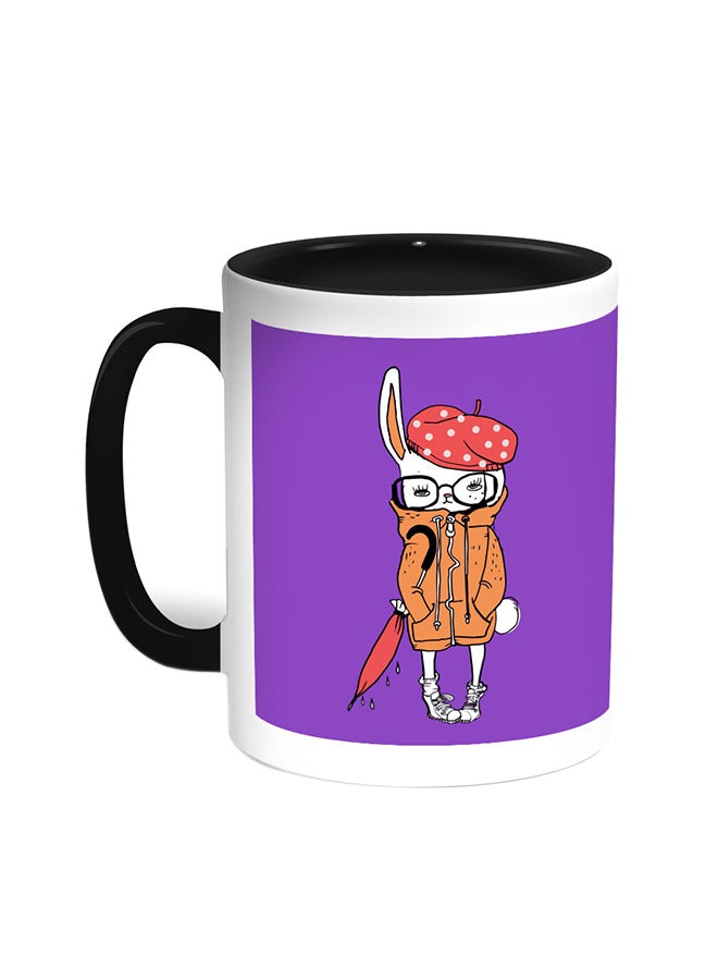 Decalac Cartoon Drawing - Rabbit Printed Coffee Mug Black/White