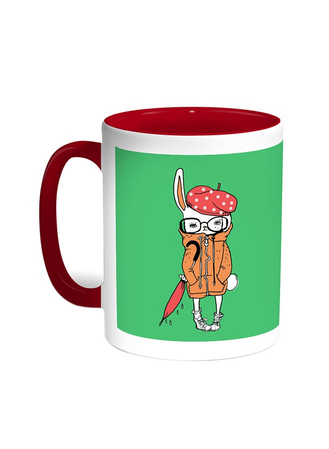 ديكالاك قدح قهوة - رسم كرتوني لأرنب أحمر/أبيض