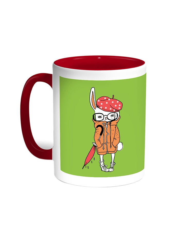 ديكالاك قدح قهوة - رسم كرتوني لأرنب أحمر/أبيض