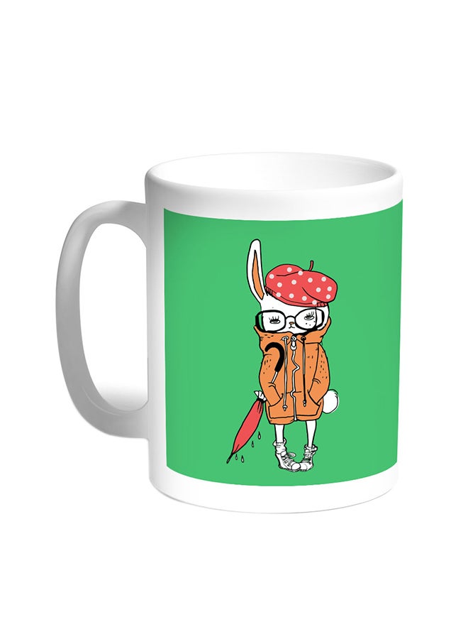 Decalac Cartoon Drawing - Rabbit Printed Coffee Mug White