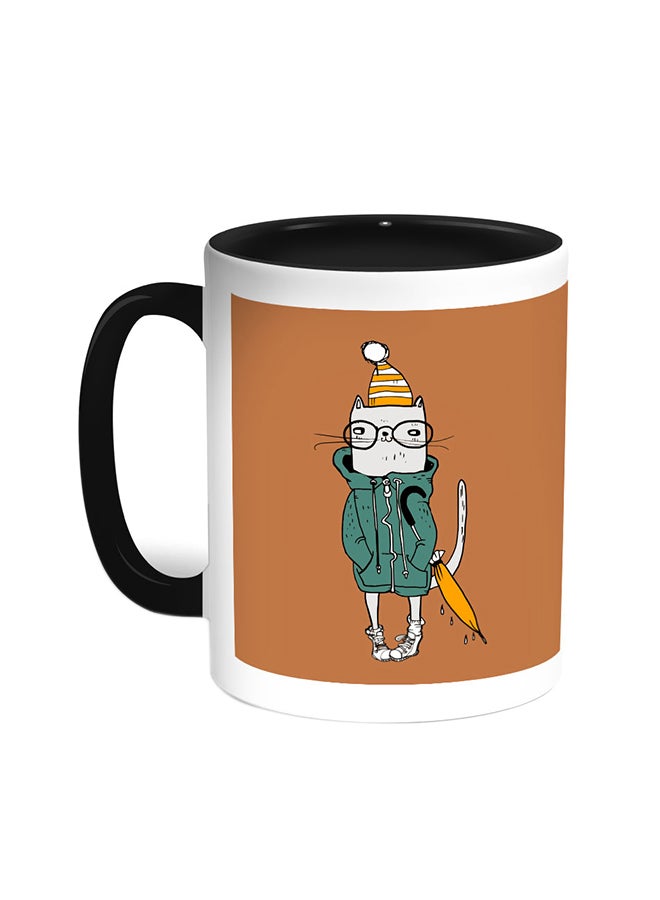Decalac Cartoon Drawing Printed Coffee Mug Black/White
