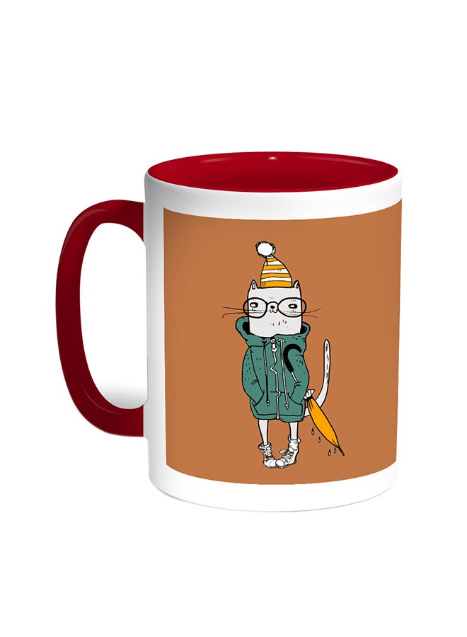 ديكالاك قدح قهوة - رسم كرتوني أحمر/أبيض