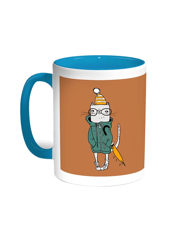 ديكالاك قدح قهوة - رسم كرتوني تركواز/أبيض