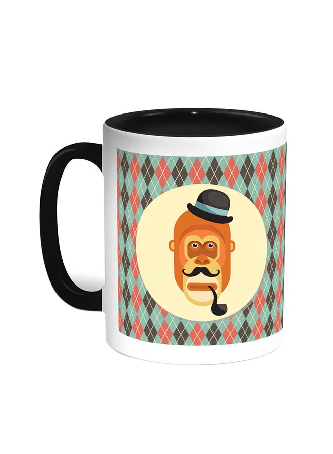 Decalac Cartoon Drawings - Monkey Printed Coffee Mug Black/White 