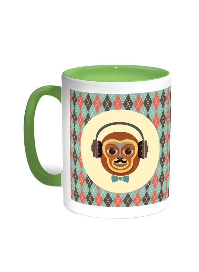 ديكالاك قدح قهوة - رسوم كرتونية لقرد أخضر/أبيض
