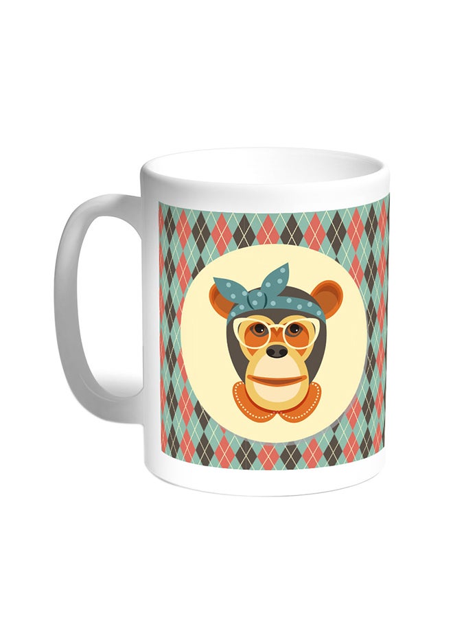 قدح قهوة - رسوم كرتونية لقرد أبيض