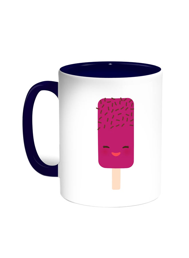 Decalac Cartoon Graphics - Ice Cream Printed Coffee Mug Blue/White