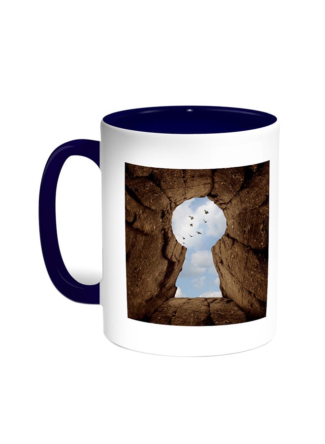 قدح قهوة - مفتاح الكهف أزرق/ أبيض