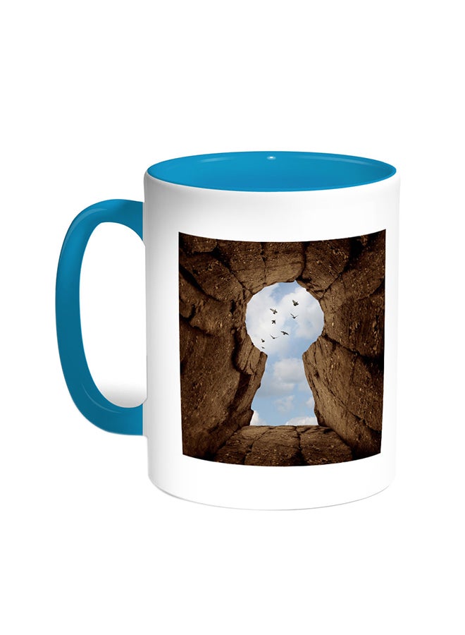 Decalac Cave Key Printed Coffee Mug Turquoise/White