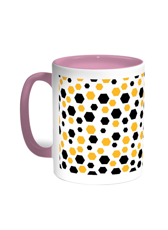 قدح قهوة - رسمة الخلايا وردي/أبيض