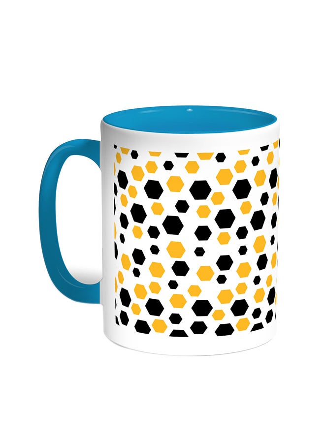 قدح قهوة - رسمة الخلايا تركواز/أبيض