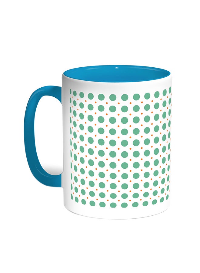 Circles Printed Coffee Mug Turquoise/White