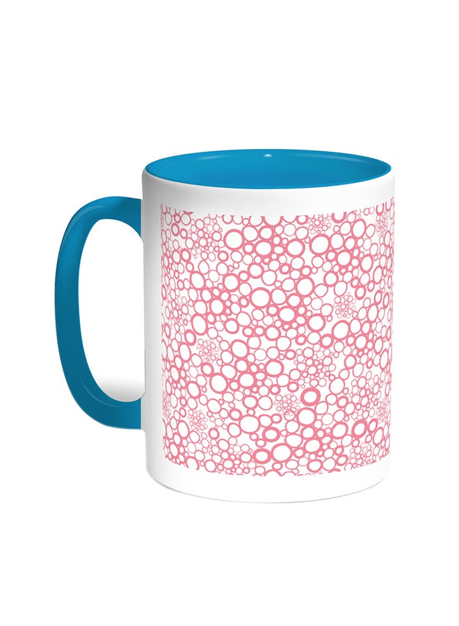 Decalac Circular Motifs Printed Coffee Mug Turquoise/White