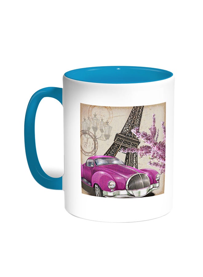 Decalac Classic Car - Paris Printed Coffee Mug Turquoise/White