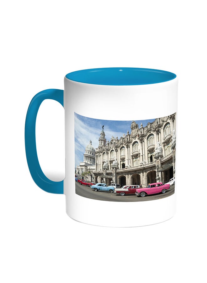 ديكالاك قدح قهوة - رسمة كلاسيكية تركواز/أبيض