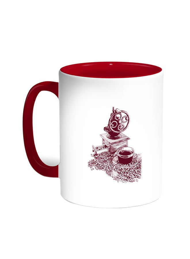 قدح قهوة - كوفي تايم أحمر/أبيض