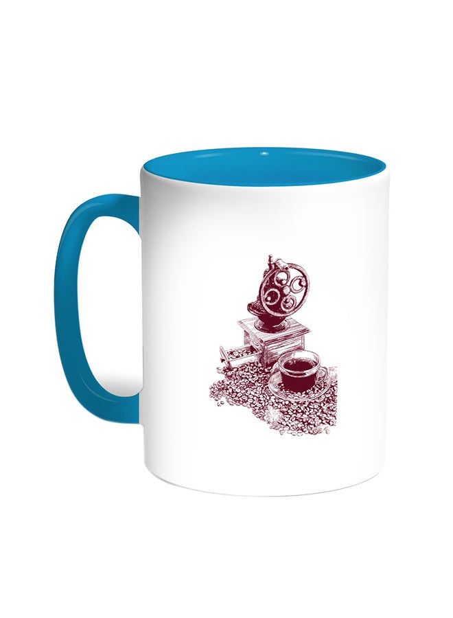 قدح قهوة - كوفي تايم تركواز/أبيض