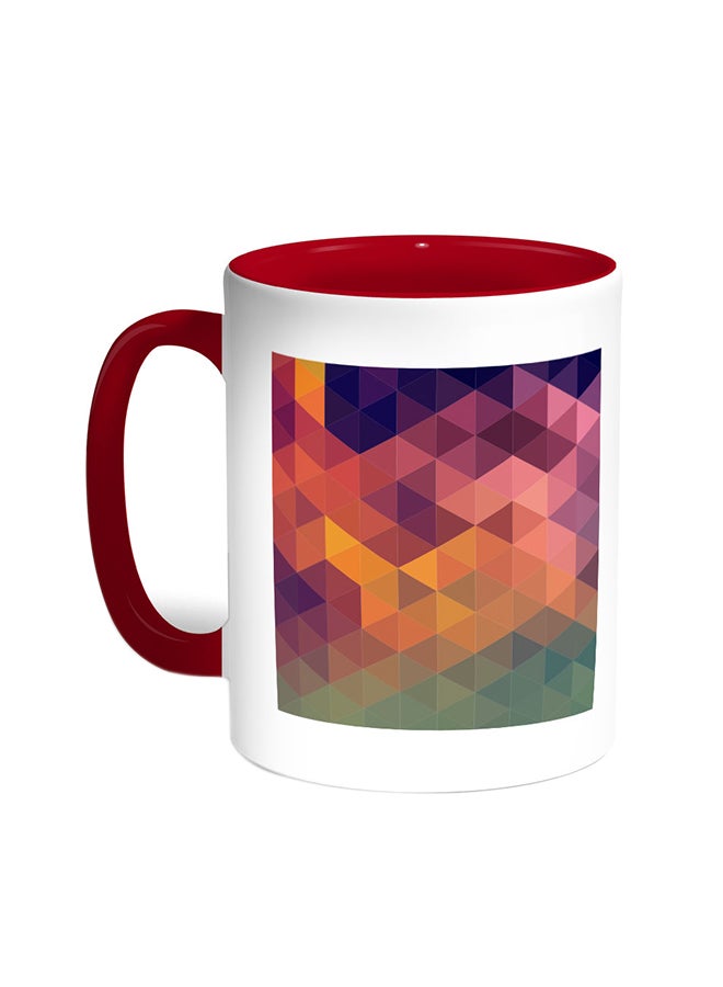 Colour Triangles Printed Coffee Mug Red/White