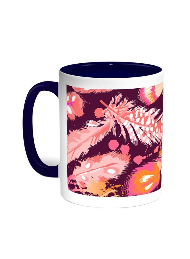 Decalac Colourful Bird Feathers Printed Coffee Mug Blue/White