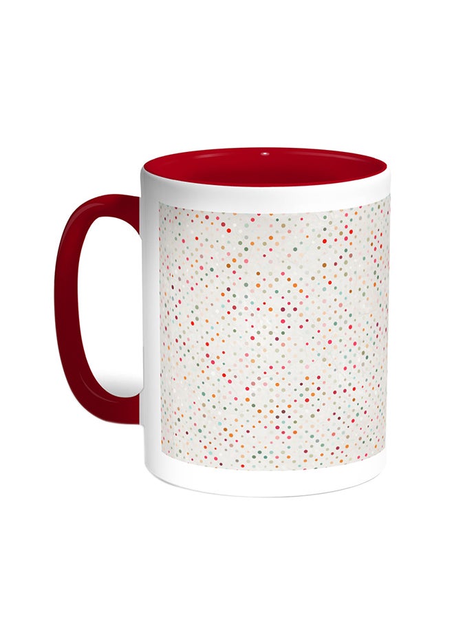 Decalac Colourful Dots Printed Coffee Mug Red/White 