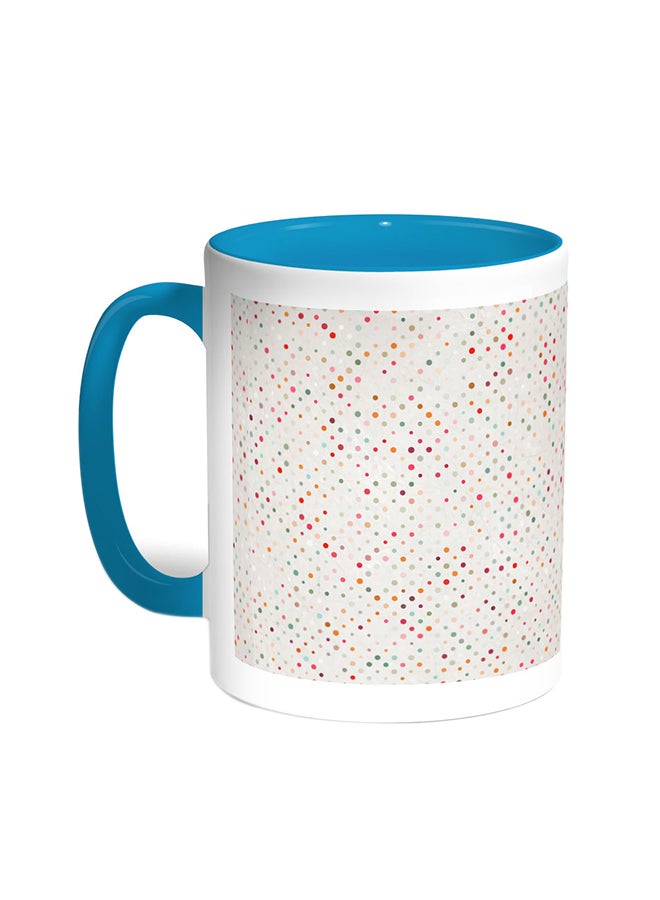 Decalac Colourful Dots Printed Coffee Mug Turquoise/White 