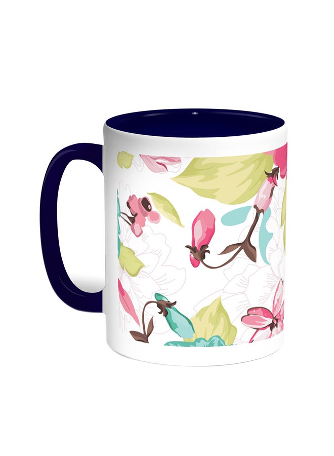 Decalac Colourful Flowers Printed Coffee Mug Blue/White