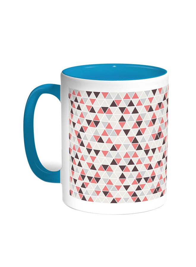 Decalac Colourful Triangles Printed Coffee Mug Turquoise/White
