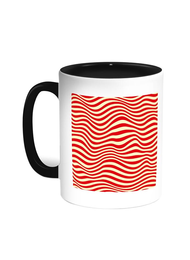 قدح قهوة - خطوط متعرجة ملونة أسود/ أبيض
