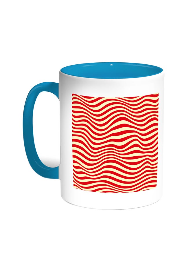 Colours Zigzagging Printed Coffee Mug Turquoise/White