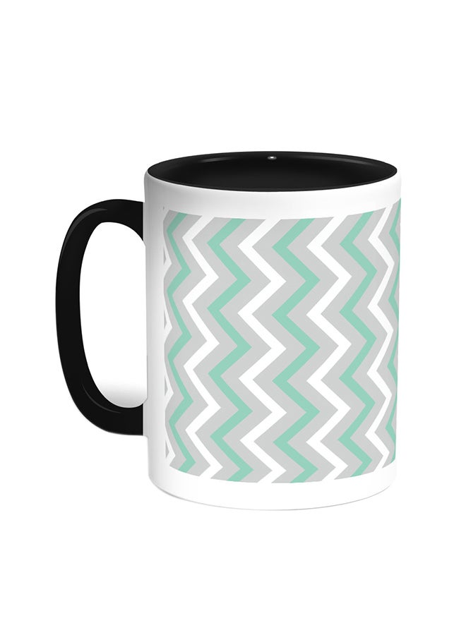 Decalac Corrugated Lines Printed Coffee Mug Black/White