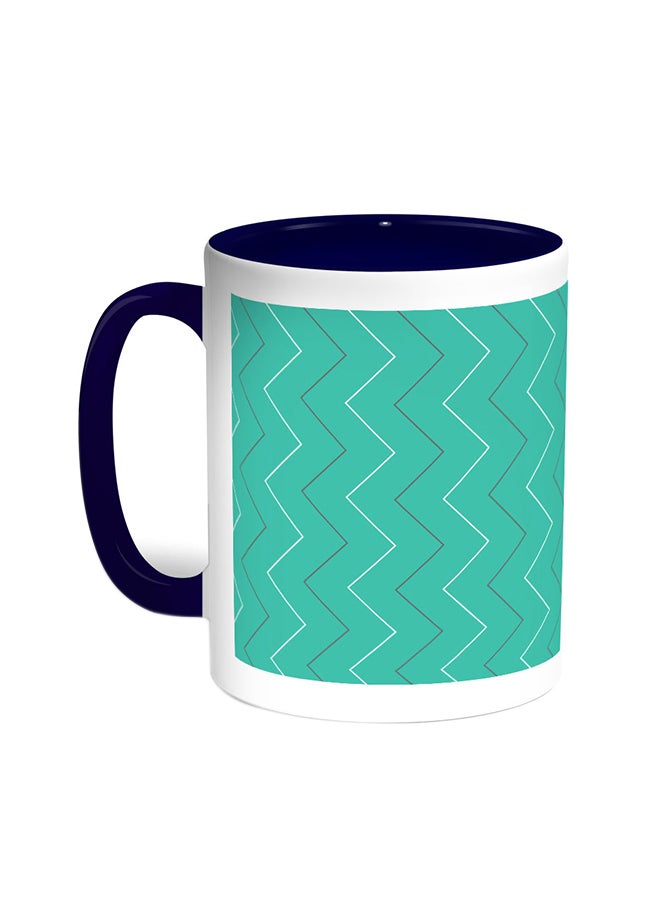 Decalac Corrugated Lines Printed Coffee Mug Blue/White