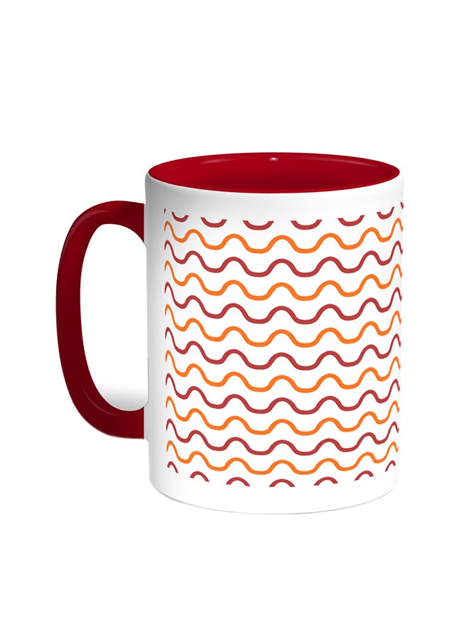 Corrugated Lines Printed Coffee Mug Red/White