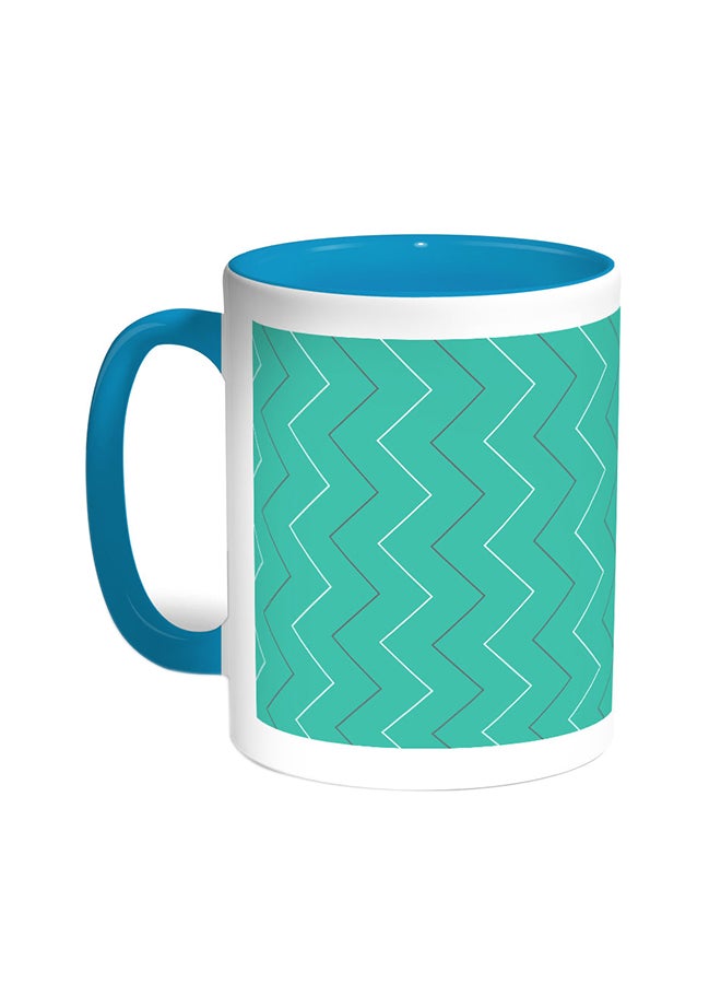 قدح قهوة - خطوط متعرجة تركواز/أبيض