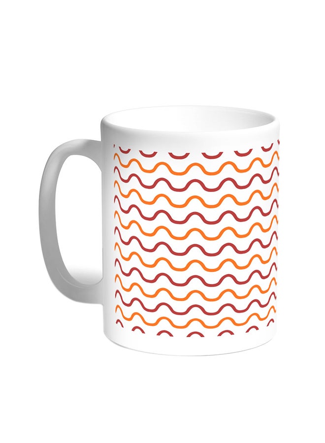 Corrugated Lines Printed Coffee Mug White