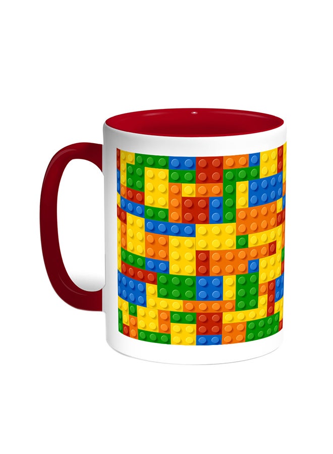 Decalac Cubes Printed Coffee Mug Red/White 