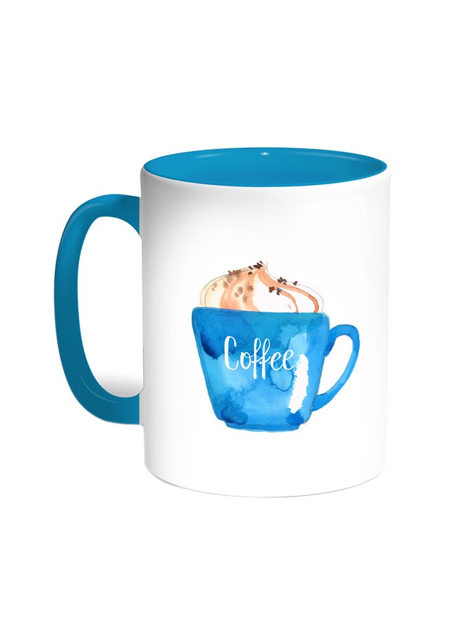 Decalac Cup Of Coffee In A Foam Printed Mug Turquoise/White
