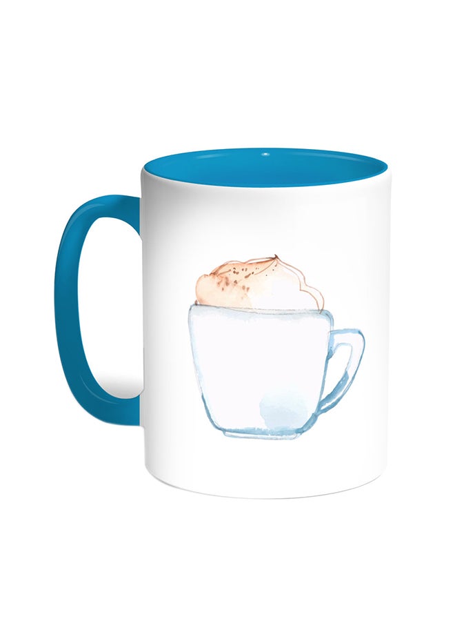 Decalac Cup Of Coffee In A Foam Printed Mug Turquoise/White