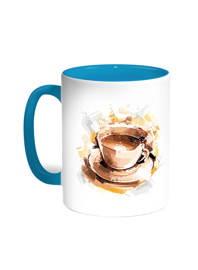 Decalac Cup Of Coffee Printed Coffee Mug Turquoise/White