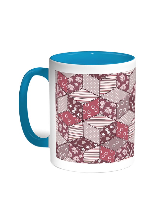 Geometric Shapes Printed Coffee Mug Turquoise/White