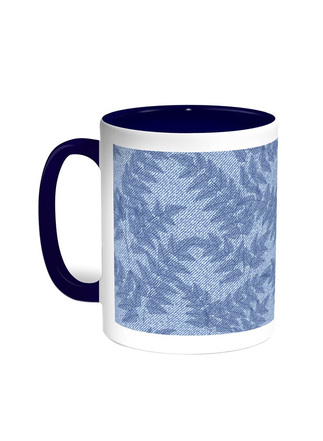 ديكالاك قدح قهوة بطباعة أوراق الشجر أزرق/ أبيض