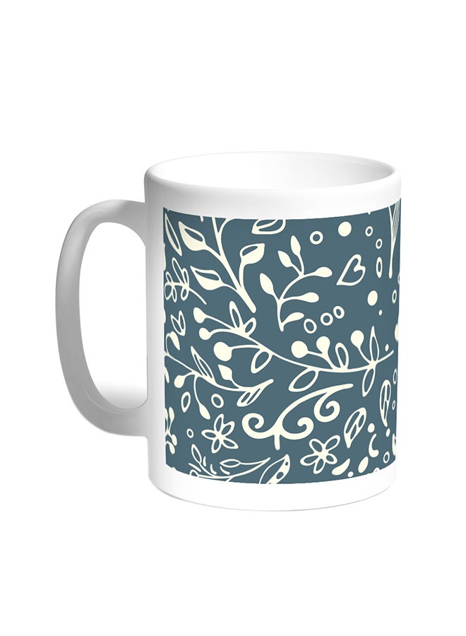 ديكالاك قدح قهوة - زخرفة أوراق الشجر أبيض