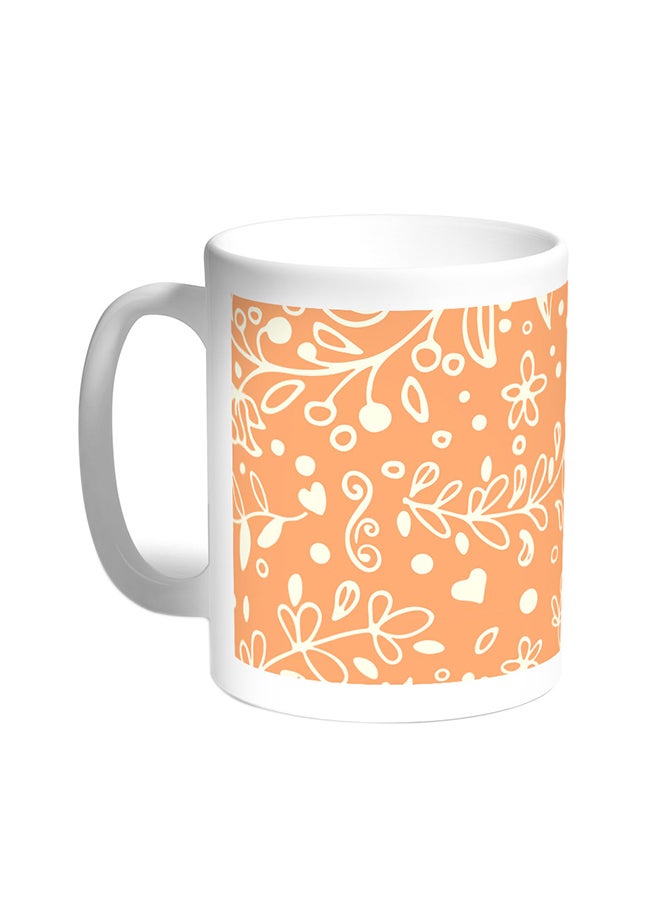 ديكالاك قدح قهوة - زخرفة أوراق الشجر أبيض