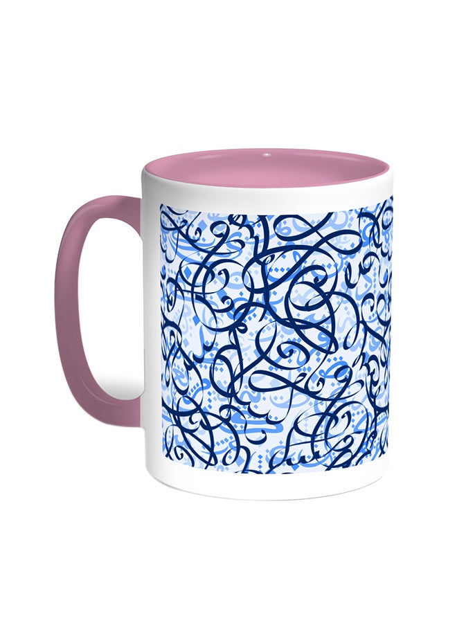 قدح قهوة - رسومات زخرفية وردي/أبيض