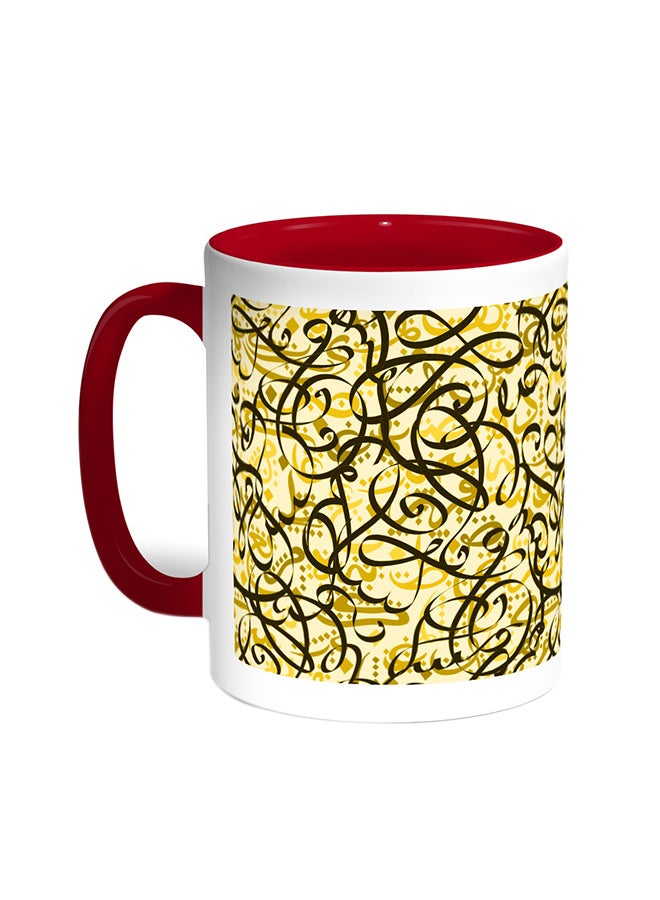 ديكالاك قدح قهوة - رسومات زخرفية أحمر/أبيض