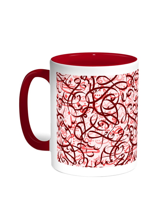 قدح قهوة - رسومات زخرفية أحمر/أبيض