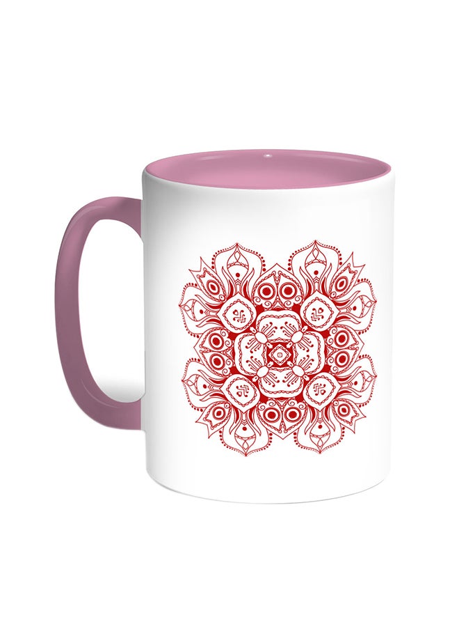 Decorative Drawings - Rose Printed Coffee Mug Pink/White