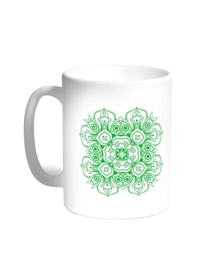 ديكالاك قدح قهوة - رسومات زخرفية للورود أبيض