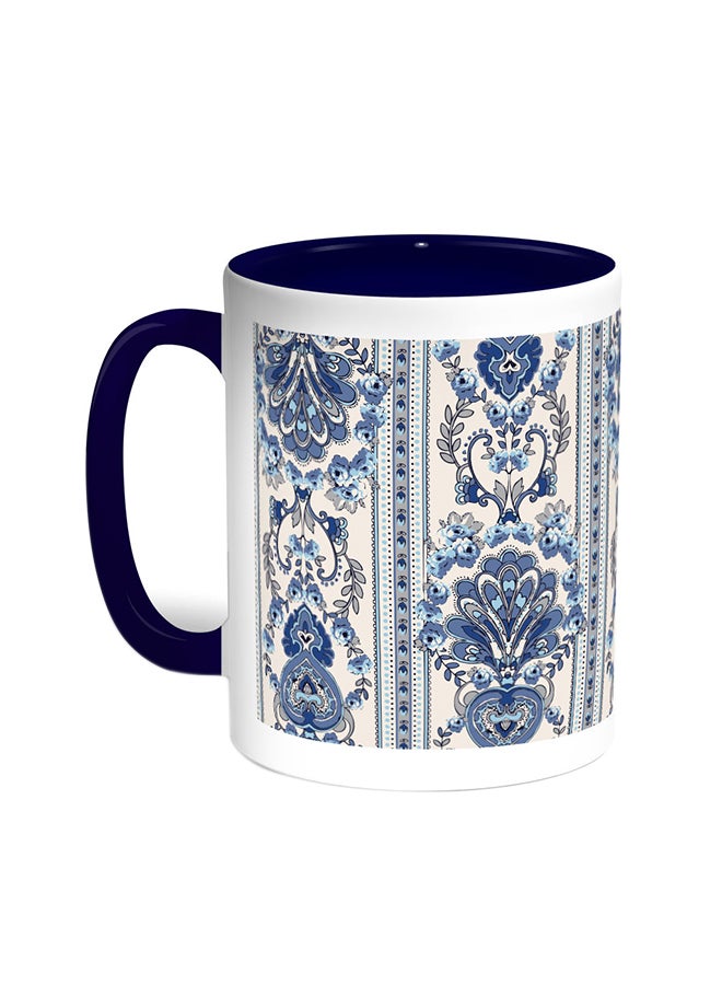Decalac Decorative Drawings Printed Coffee Mug Blue/White